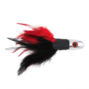 No Alibi, Trolling Feather Lure, Black/Red Skirt, 4 oz / 113 g Head