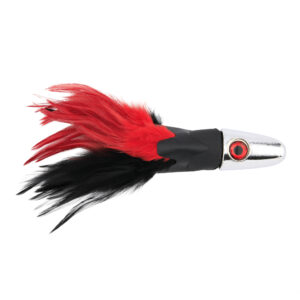 No Alibi, Trolling Feather Lure, Black/Red Skirt, 8 oz / 226 g Head