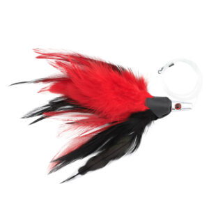 No Alibi,Trolling Feather Rigged & Ready, Black/Red Skirt, 1/2 oz / 14.1 g Head, 7/0 Mustad Hook, AFW Swivel, 100 lb / 45.3 kg Grand Slam Mono Line, 6 ft / 1.8 m