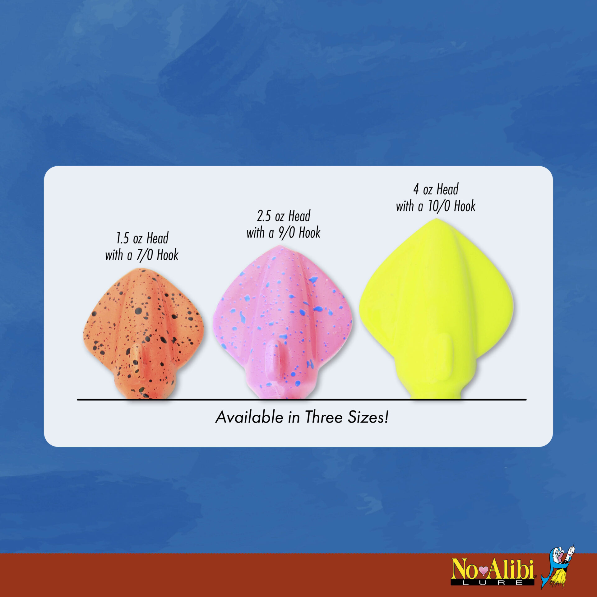 No Alibi, Alien Jig - Squid Head, 2.5 oz / 70.9 g, Pink/Blue Speckle Head, Pink/Clear/Blue Disco Skirt, Pink Squid Paws, 9/0 Hook, 8.5 in / 21.6 cm - Image 6