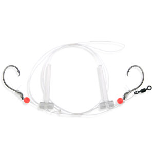 Aqua-Clear, Hi-Lo Pomano Snapper Rig, Pompano/Snapper/Whiting/Spot, 2/0 Circle Hook, AFW Swivel, 40 lb / 18.1 kg GS Mono, T-Standoff, Red Beads